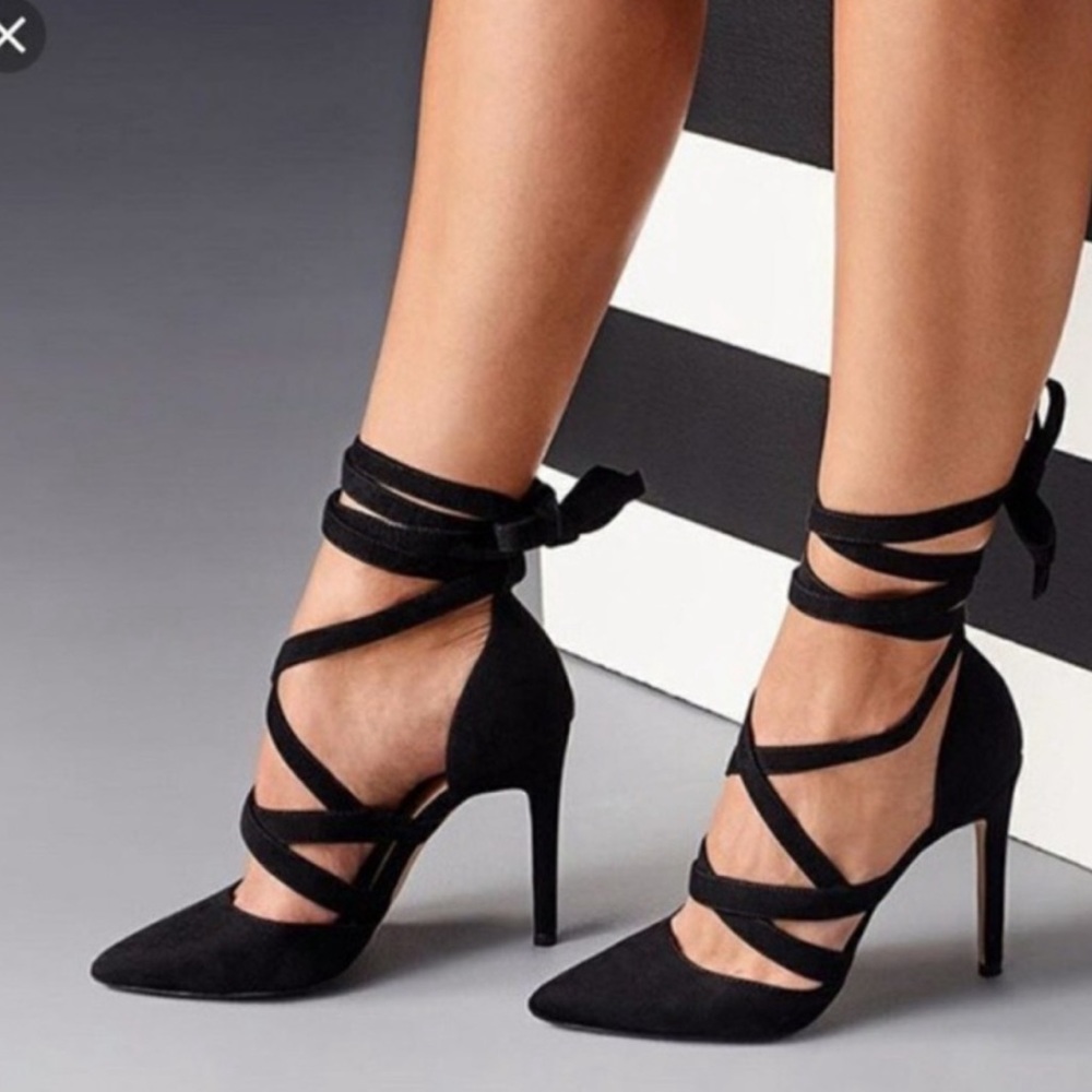 Aldo black suede strappy heels